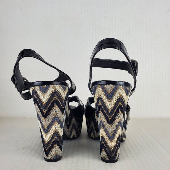 Madden Girl Boozter Chevron Crochet Lace Open Toe Platform Wedge Shoes Size 7.5 - Picture 5 of 10